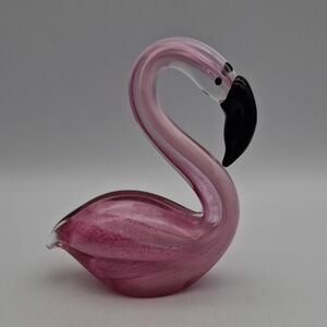Hand Blown Glass Pink Flamingo Figurine